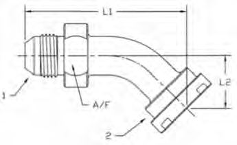 1703. sērijas hidrauliskie atloku adapteri JIC 37° x 61. kods Atloks 45° kods 61. 3000PSI tērauda veidgabali 6845 505